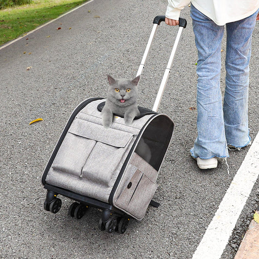 Rolling Pet Carrier Backpack with Wheels – Soft, Portable & Airline Approved (Up to 18 lbs)