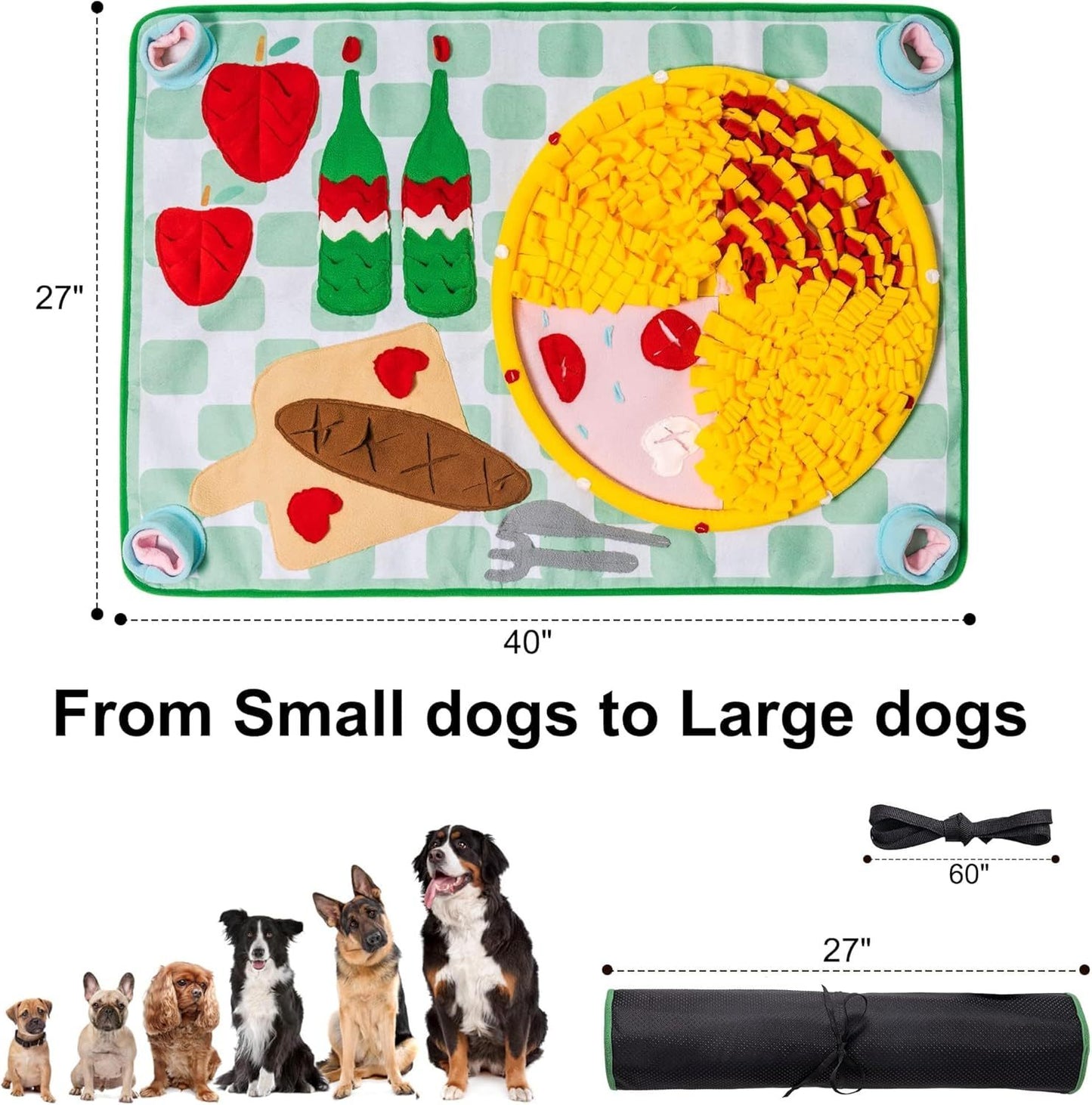 Dog Snuffle Mat – Picnic Style Interactive Slow Feeder for Small & Large Dogs