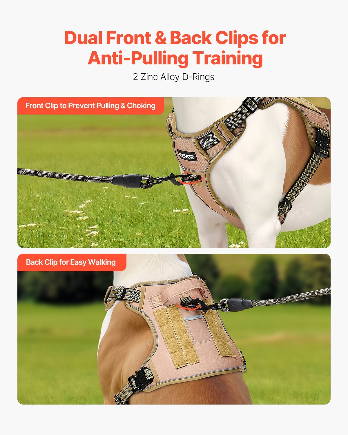 No-Pull Tactical Dog Harness for Large Dogs – Adjustable, Durable, Breathable Vest with Front & Back Leash Clips