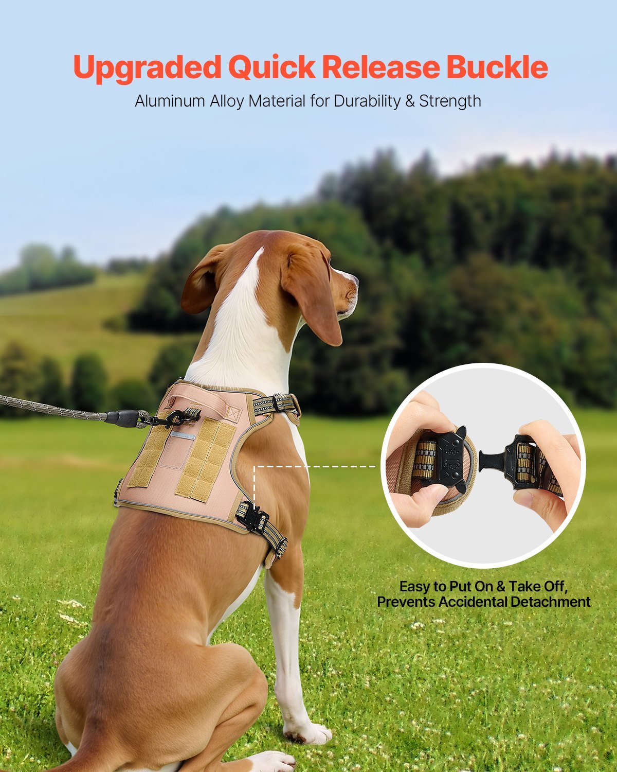 No-Pull Tactical Dog Harness for Large Dogs – Adjustable, Durable, Breathable Vest with Front & Back Leash Clips