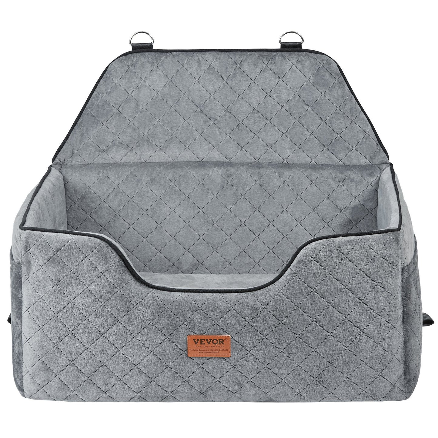 Dog Car Booster Seat – Large Travel Bed for Pets - Grey (Up to 55 lbs)