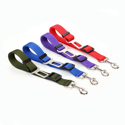 Adjustable Dog Car Seat Belt – Safety Tether for Pets (Black, Red, Blue, Green, Purple)