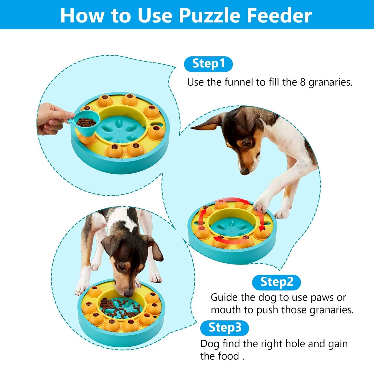 Interactive Dog Puzzle Feeder – Slow Eating Wheel Toy with 8 Food Compartments | Improves IQ & Digestion