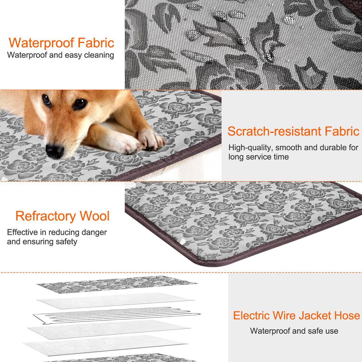 Heated Pet Pad for Dogs & Cats – Waterproof, Chew-Resistant & Adjustable Temperature Bed Mat