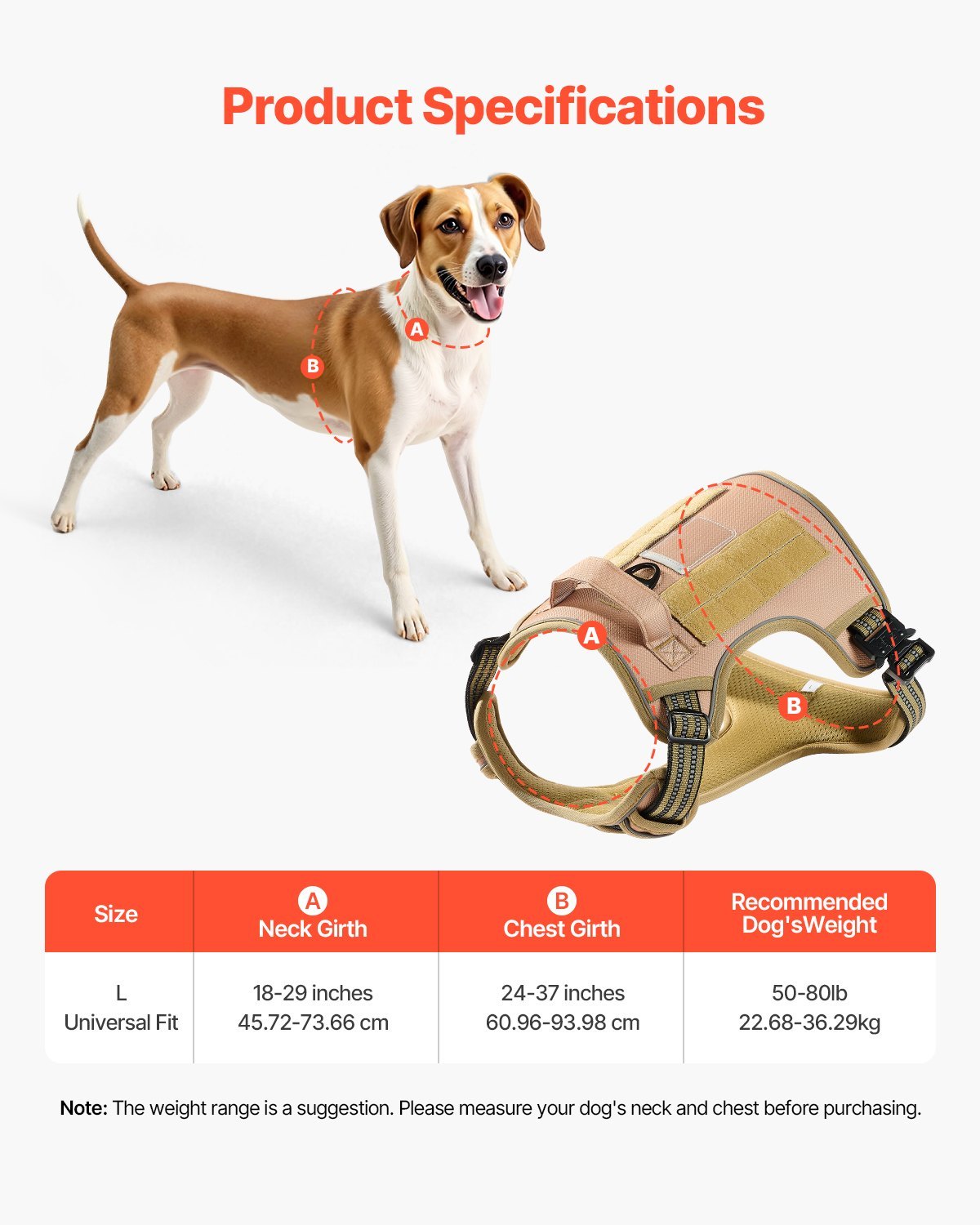 No-Pull Tactical Dog Harness for Large Dogs – Adjustable, Durable, Breathable Vest with Front & Back Leash Clips