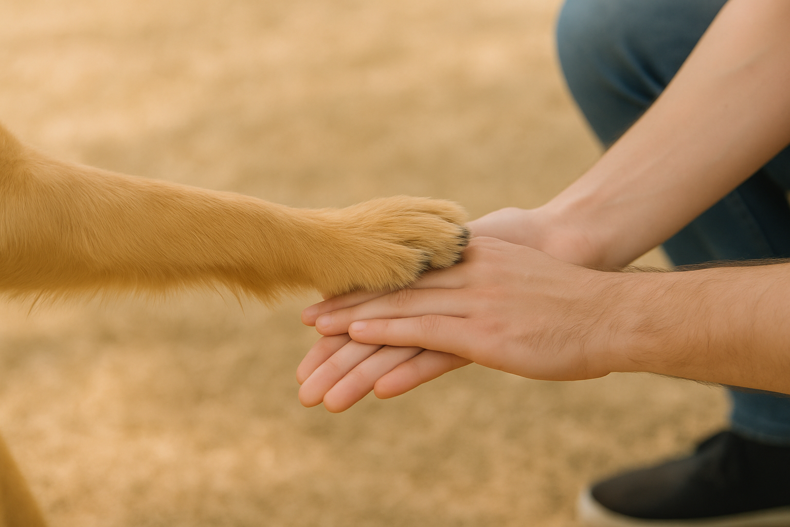Dog paw resting on human hands β symbol of trust and love | Tailwinks Pet Gear