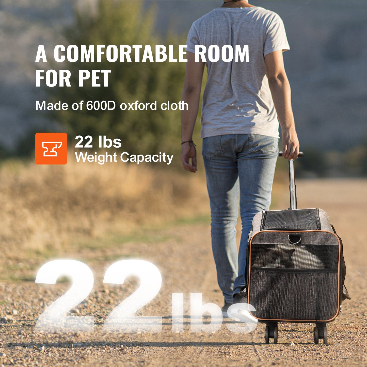 Rolling Pet Carrier with Wheels & Shoulder Strap – Airline Approved Travel Bag for Cats & Dogs