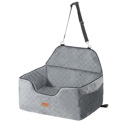 Dog Car Booster Seat – Large Travel Bed for Pets - Grey (Up to 55 lbs)
