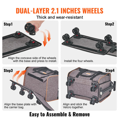 Rolling Pet Carrier with Wheels & Shoulder Strap – Airline Approved Travel Bag for Cats & Dogs