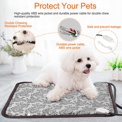 Heated Pet Pad for Dogs & Cats – Waterproof, Chew-Resistant & Adjustable Temperature Bed Mat