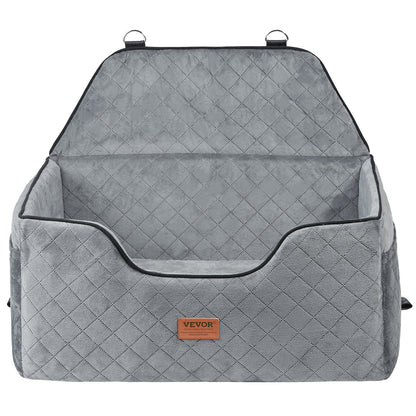 Dog Car Booster Seat – Large Travel Bed for Pets - Grey (Up to 55 lbs)