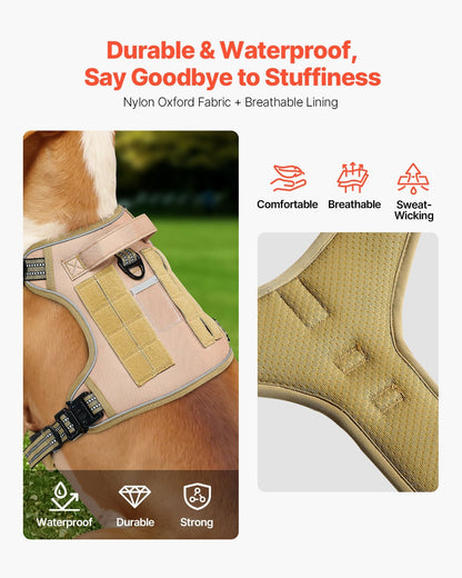 No-Pull Tactical Dog Harness for Large Dogs – Adjustable, Durable, Breathable Vest with Front & Back Leash Clips