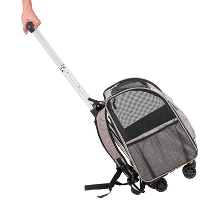 Rolling Pet Carrier Backpack with Wheels – Soft, Portable & Airline Approved (Up to 18 lbs)