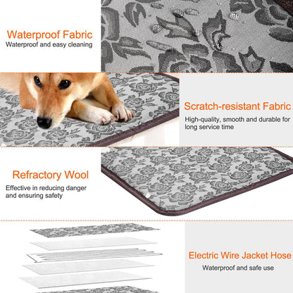 Heated Pet Pad for Dogs & Cats – Waterproof, Chew-Resistant & Adjustable Temperature Bed Mat